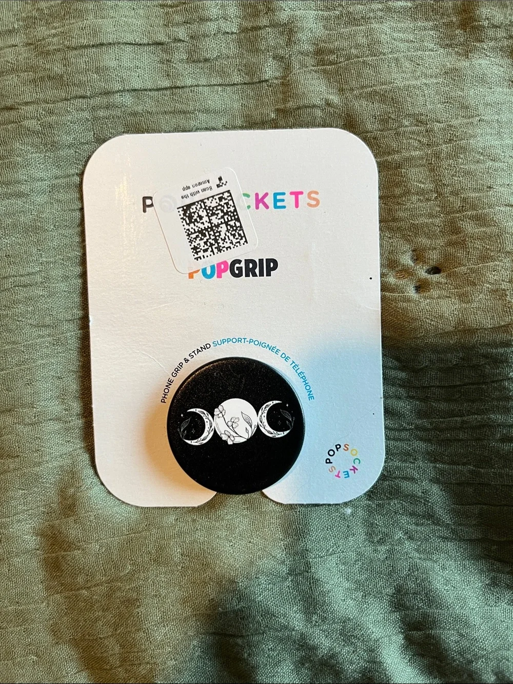 moon and rose black pop socket
